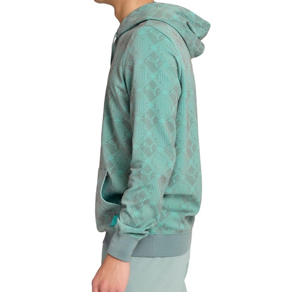 Puma Men's Teal Patterned Hoodie - Picture 3 of 3